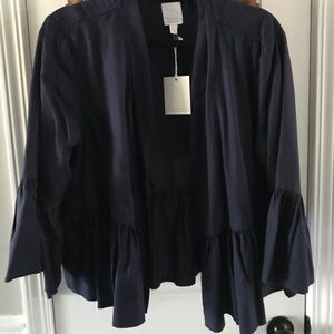 Navy Ruffle Cardigan